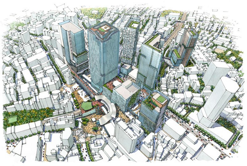 「渋谷」駅周辺再開発のイメージ図