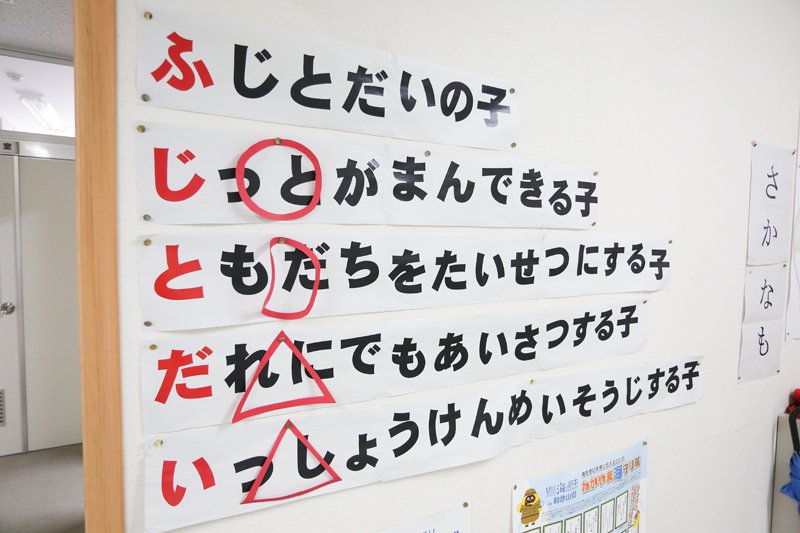 ▲ 岡野恭子校長先生が子どもたちに向けて掲げた本年度の目標