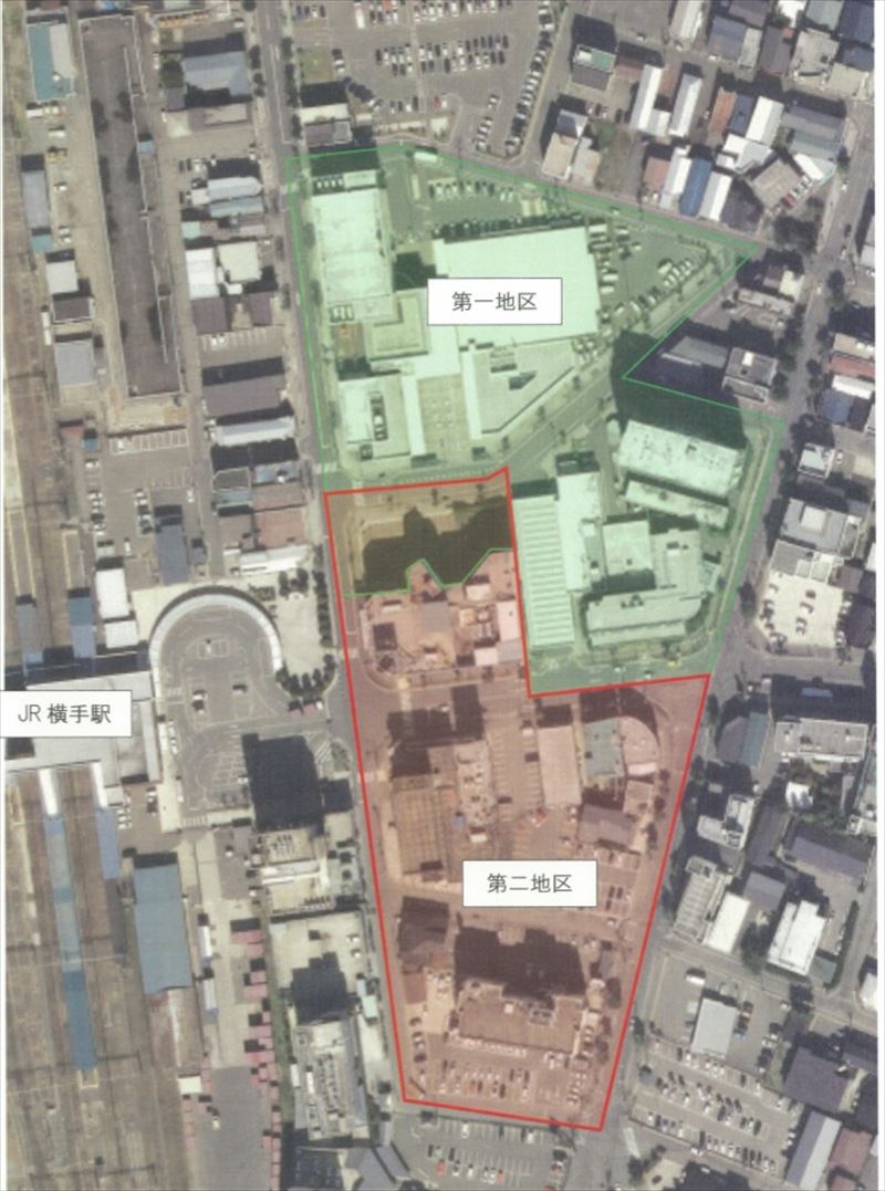 「横手駅東口第二地区再開発事業」の区域