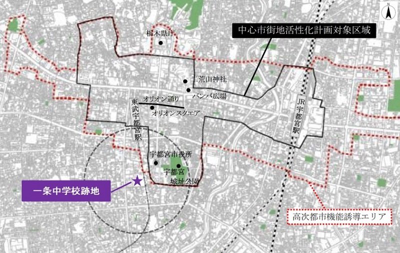 一条中学校跡地の位置図