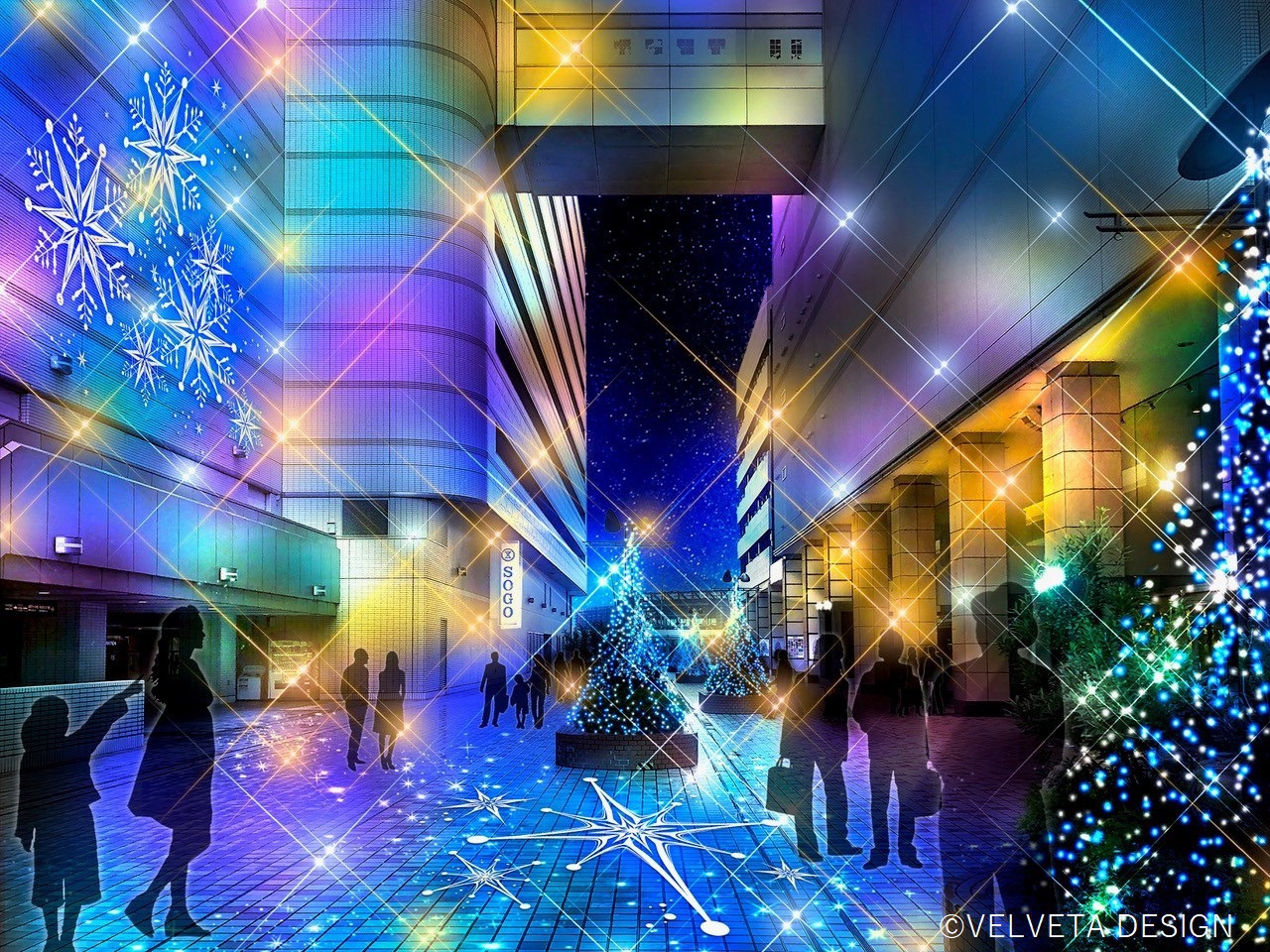 幻想的に輝く冬の夜空を表現。横浜駅東口の『はまテラスイルミネーション』（神奈川県横浜市）