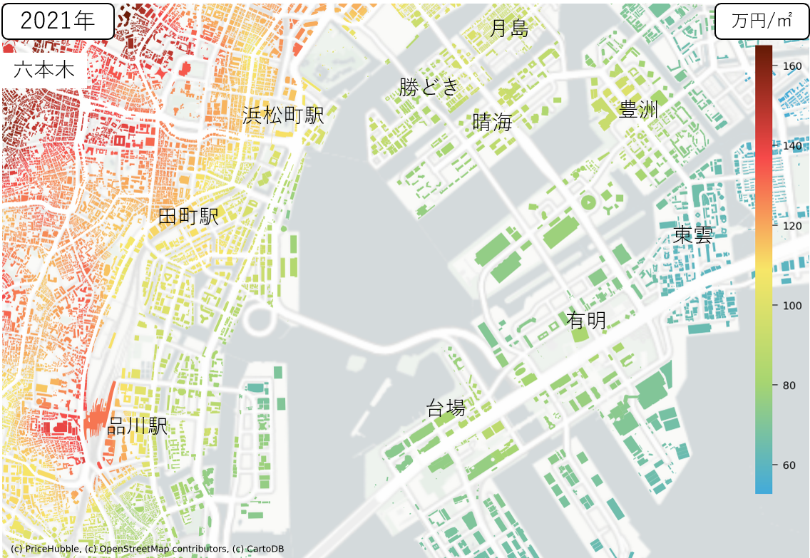 AIで視覚的に見る、東京の中古マンション価格。値上がり率が最も高いのがどのエリア？