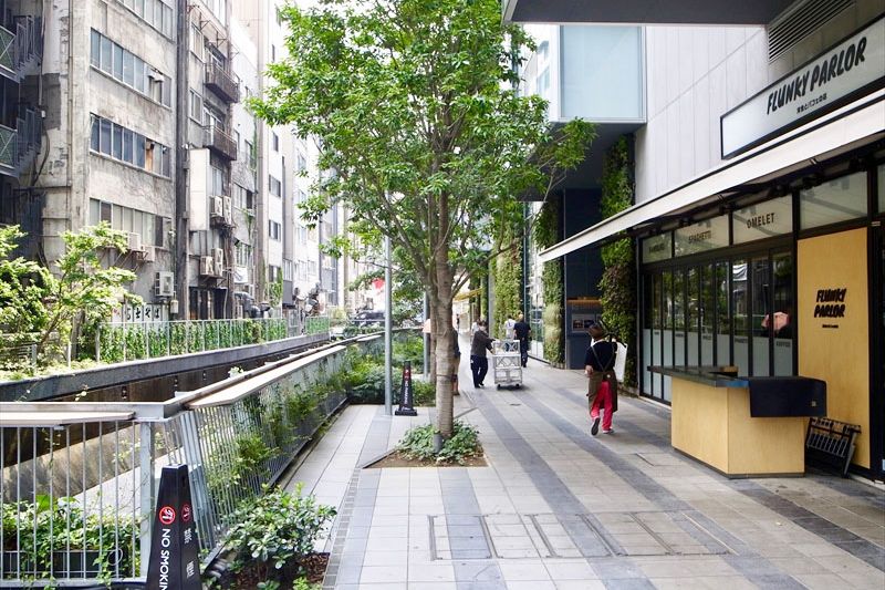 「渋谷川」沿いの整備された遊歩道