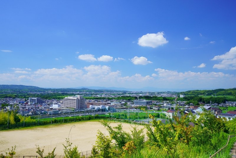 「木津城址公園」から見た木津川市内の様子